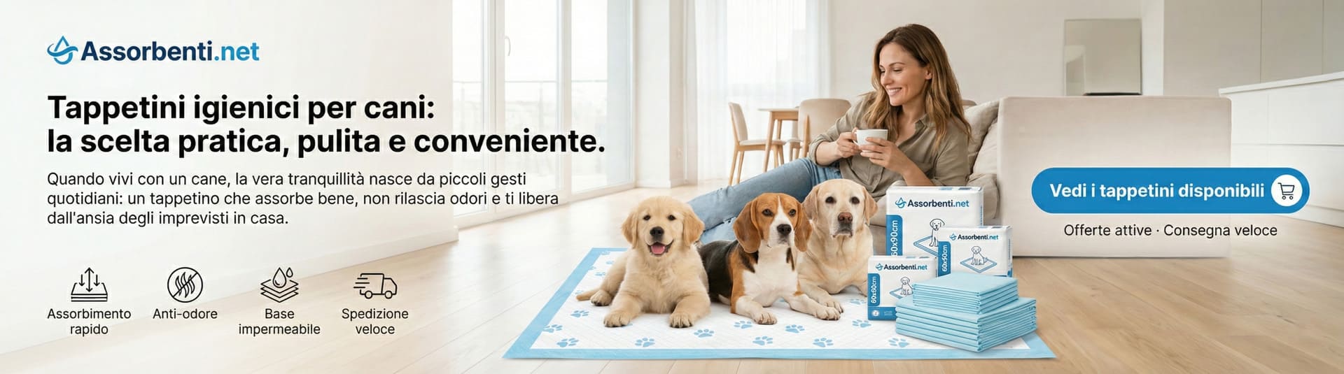 tappetini igienici per cani 60x60 60x90 - assorbenti.net